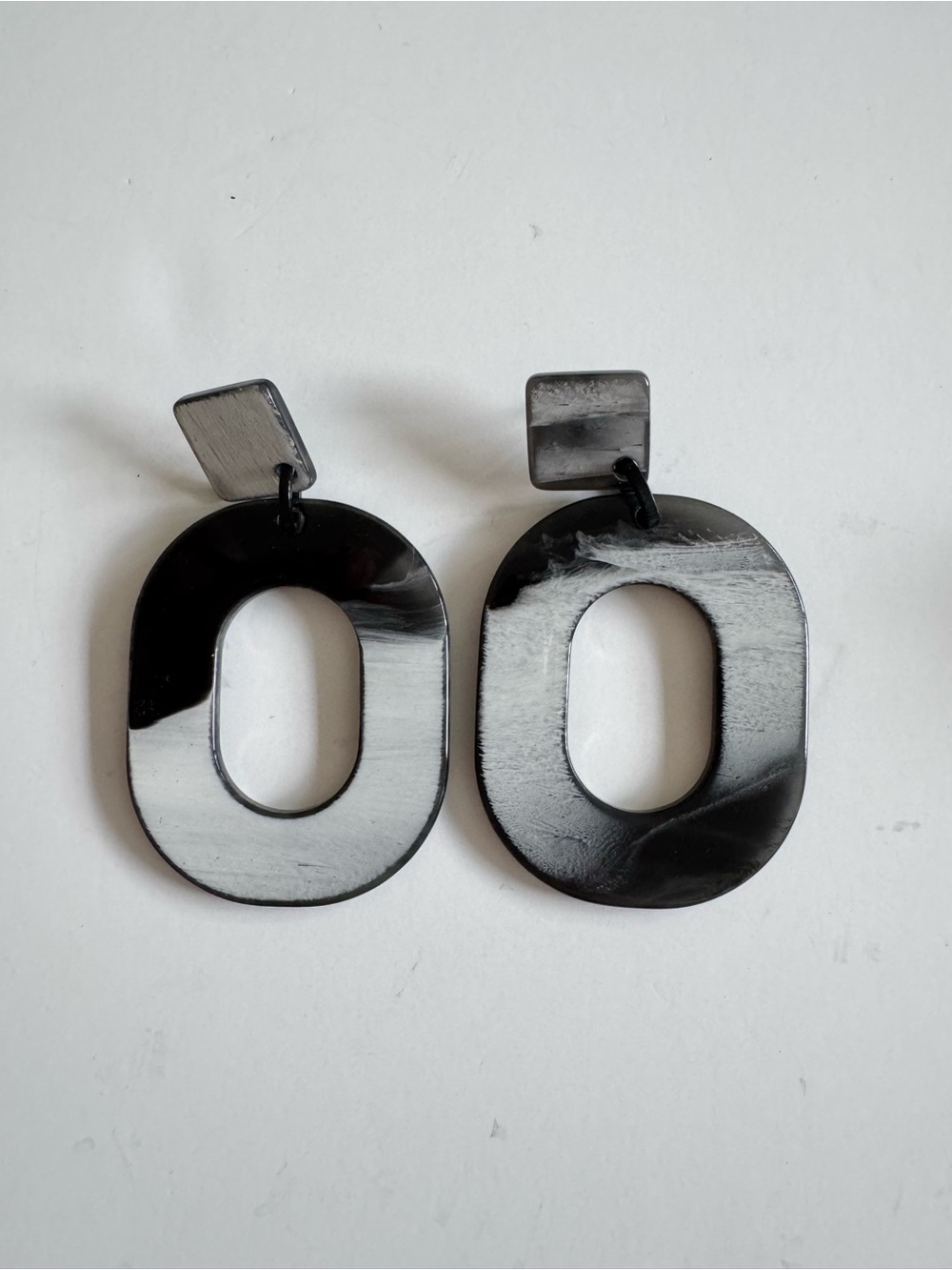 Source Unknown Black and Gray Oval Drop Earrings - Women Jewelry